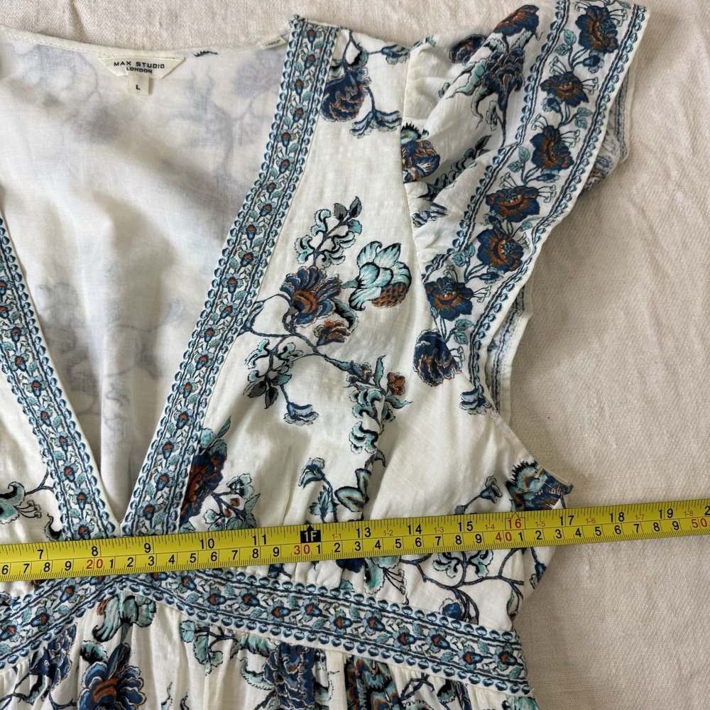Max Studio Maxi Dress Size L Floral Boho Cottagecore Coquette Beach Resort - Picture 8 of 14